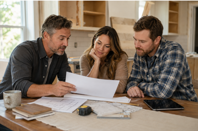 Homeowners reviewing proposal